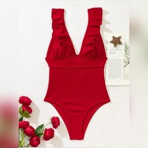 SHEIN Ruffle Trim One Piece Swimsuit